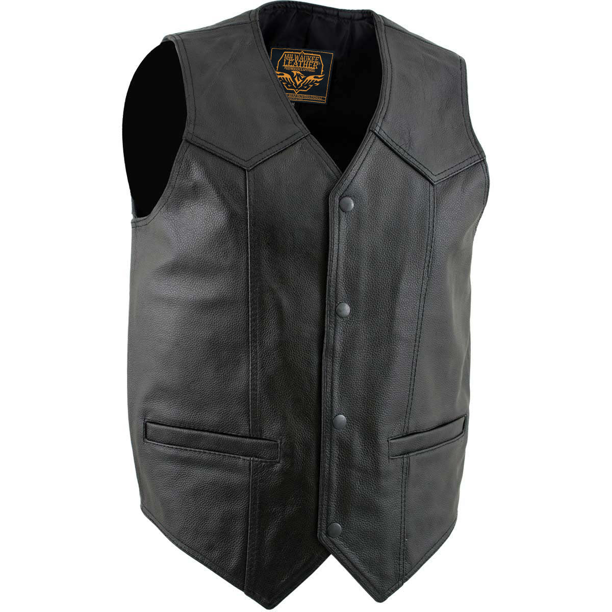 Milwaukee Leather Men's Black Classic Western Style Motorcycle Leather Rider Vest - LKM3778