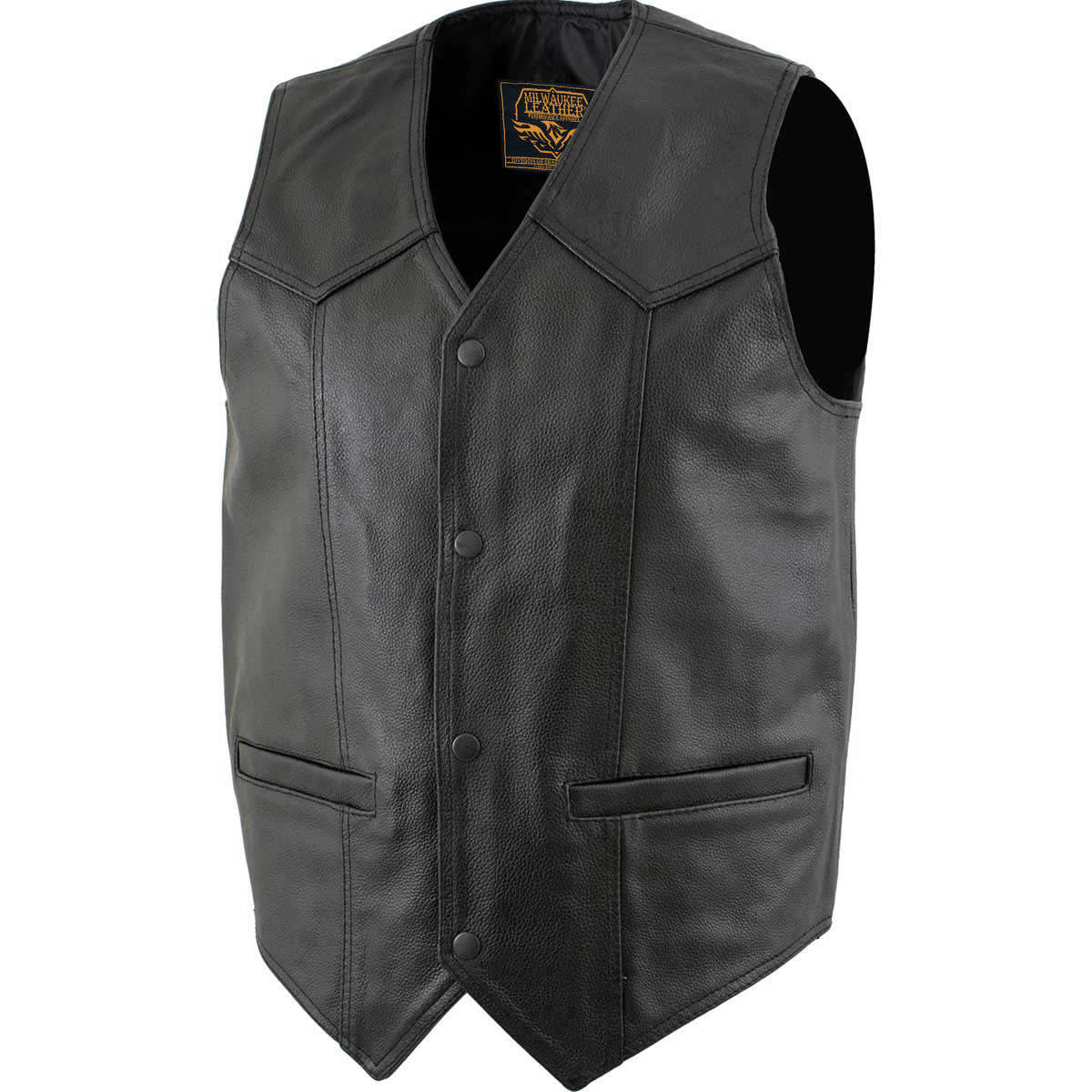 Milwaukee Leather Men's Black Classic Western Style Motorcycle Leather Rider Vest - LKM3778