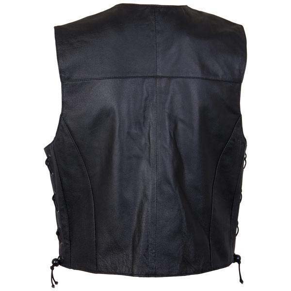 Milwaukee Leather Men's Black Classic Western Style Side Laced Motorcycle Leather Vest - LKM3779