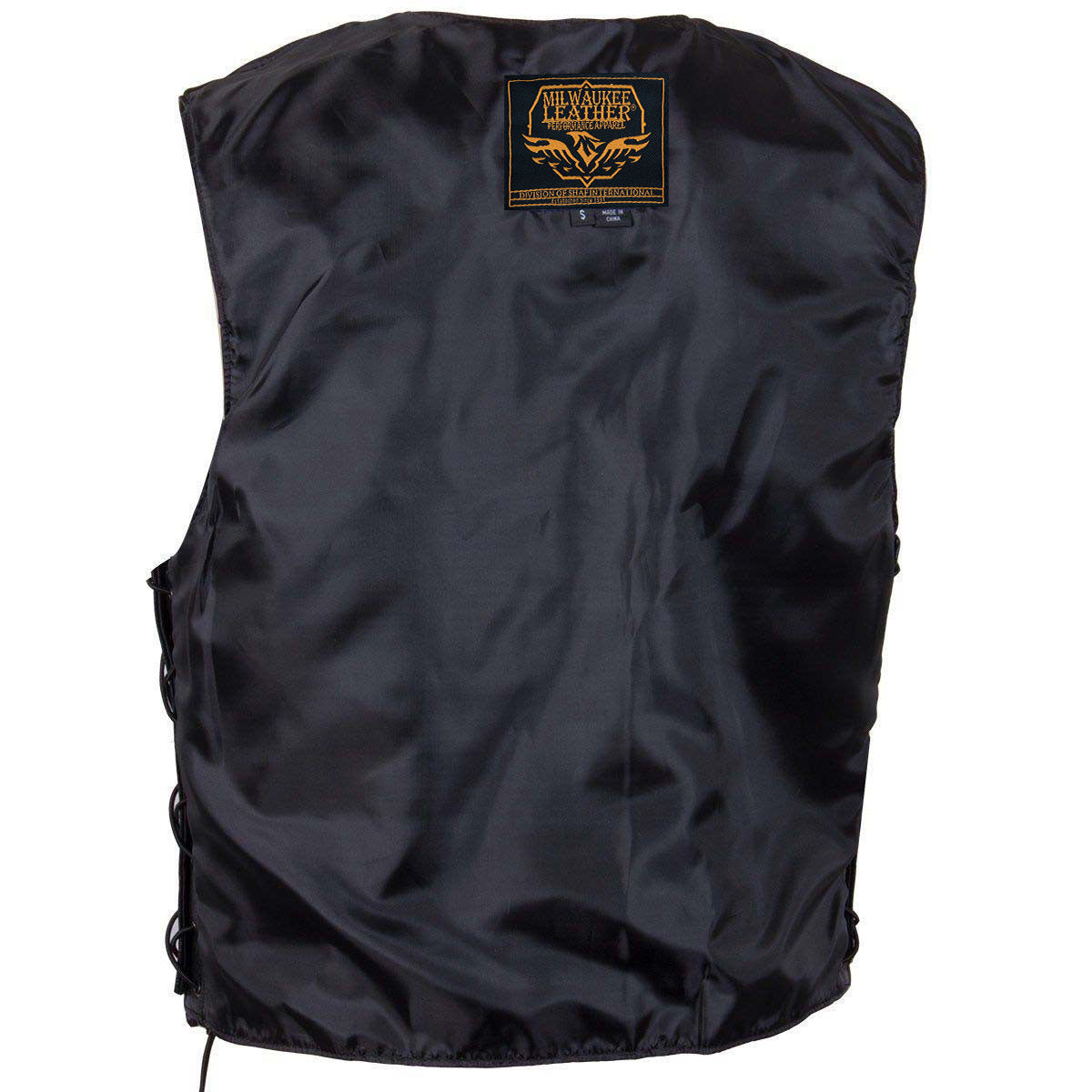 Milwaukee Leather Men's Black Classic Western Style Side Laced Motorcycle Leather Vest - LKM3779