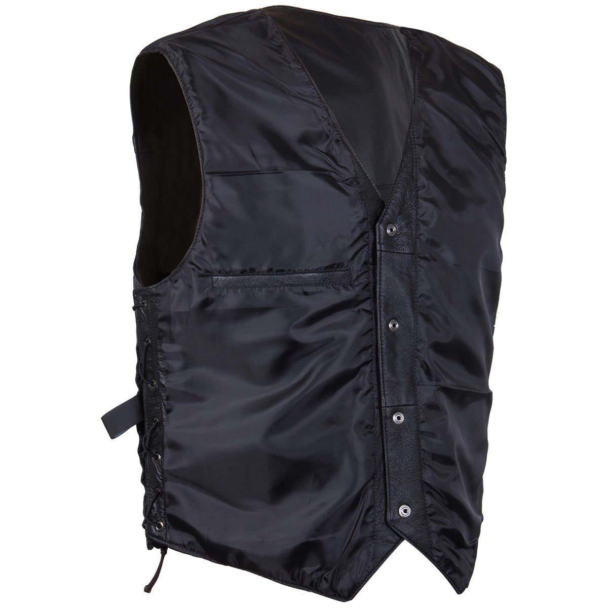 Milwaukee Leather Men's Black Classic Western Style Side Laced Motorcycle Leather Vest - LKM3779