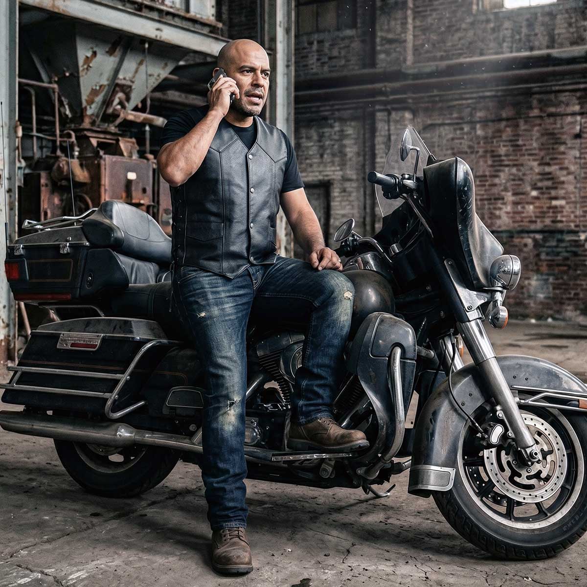 Milwaukee Leather Men's Black Classic Western Style Side Laced Motorcycle Leather Vest - LKM3779