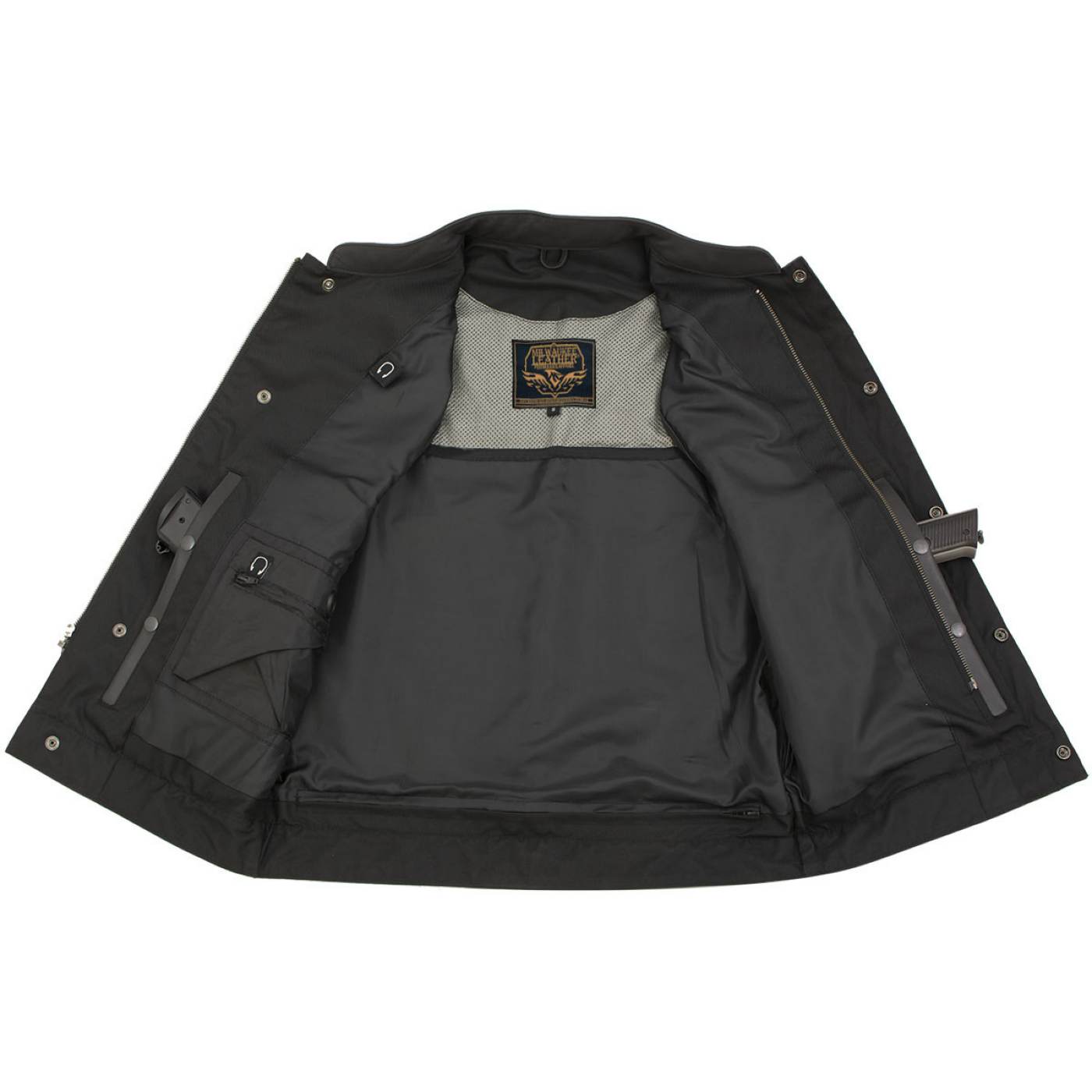 Milwaukee Leather Men's Barrage Flat Black Leather Motorcycle Club Style Vest - LKM3790