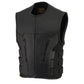 Milwaukee Leather Men's Creeper Black Triple Strap Leather Motorcycle Vest - LKM3791