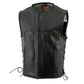 Milwaukee Leather Men's Drifter Black Collarless Buffalo Leather Motorcycle Vest - LKM3792