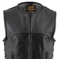 Milwaukee Leather Men's Drifter Black Collarless Buffalo Leather Motorcycle Vest - LKM3792