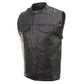 Milwaukee Leather Men's Quick Draw Black Cowhide Leather Motorcycle Vest - LKM3794