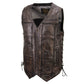 Milwaukee Leather Men's Wreck Distressed Brown Leather Motorcycle Vest - LKM3795