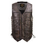 Milwaukee Leather Men's Wreck Distressed Brown Leather Motorcycle Vest - LKM3795