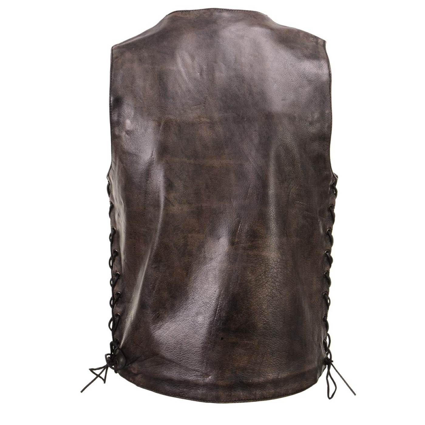 Milwaukee Leather Men's Wreck Distressed Brown Leather Motorcycle Vest - LKM3795