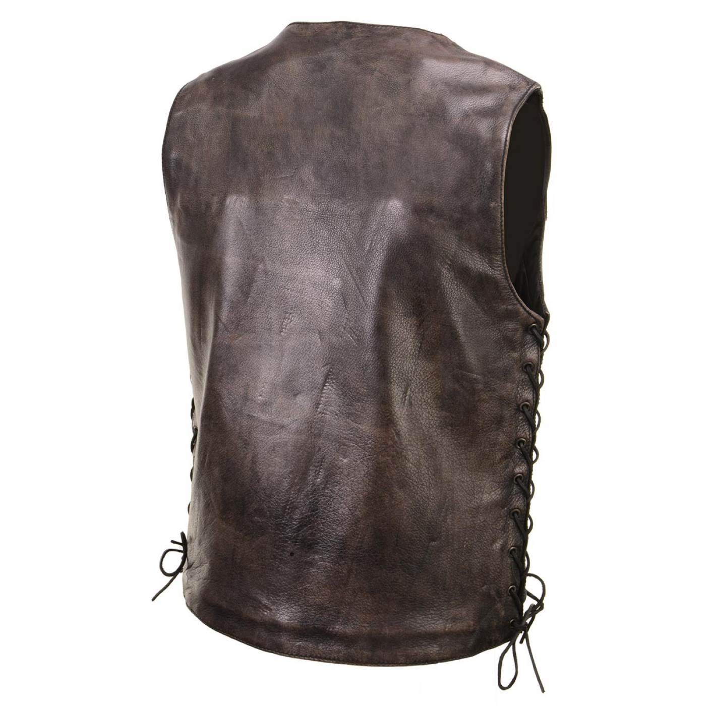 Milwaukee Leather Men's Wreck Distressed Brown Leather Motorcycle Vest - LKM3795