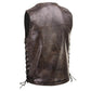 Milwaukee Leather Men's Wreck Distressed Brown Leather Motorcycle Vest - LKM3795