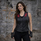 Milwaukee Leather Women's Gemma Black/Red Leather Motorcycle Vest with Side Laces - LKL4718