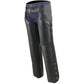 Milwaukee Leather Men's Black Premium Leather Motorcycle Riders Chaps w/ Slash Pockets Mesh Lined - LKM5710