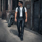Milwaukee Leather LKM5716 Men's Classic Black Premium Leather Fitted Casual Biker Leather Pants
