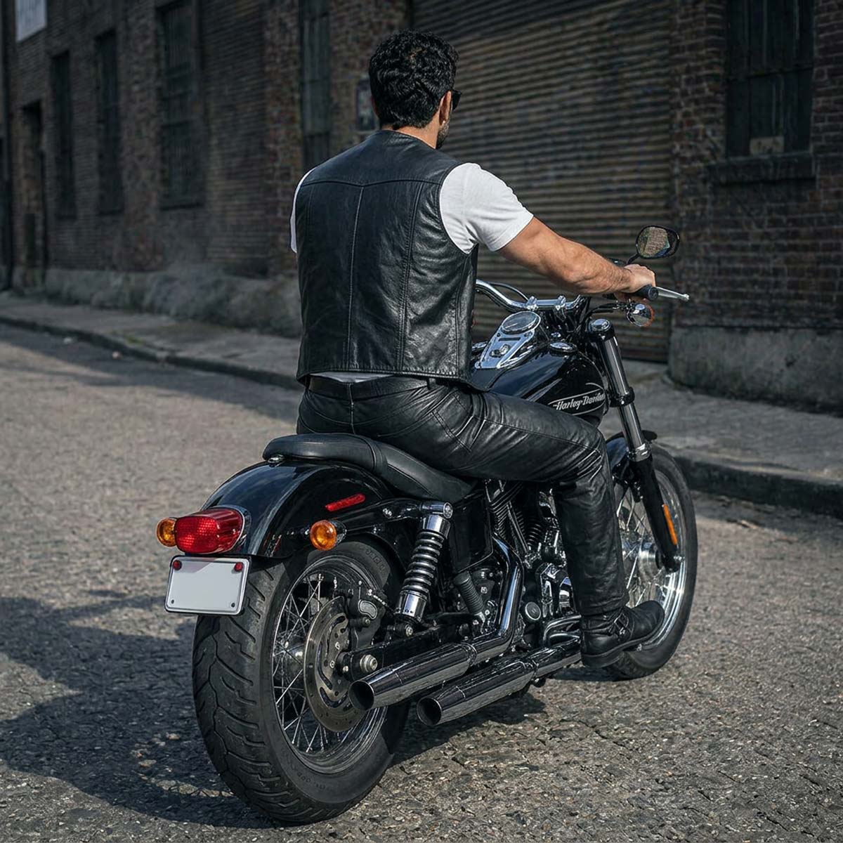 Milwaukee Leather LKM5716 Men's Classic Black Premium Leather Fitted Casual Biker Leather Pants
