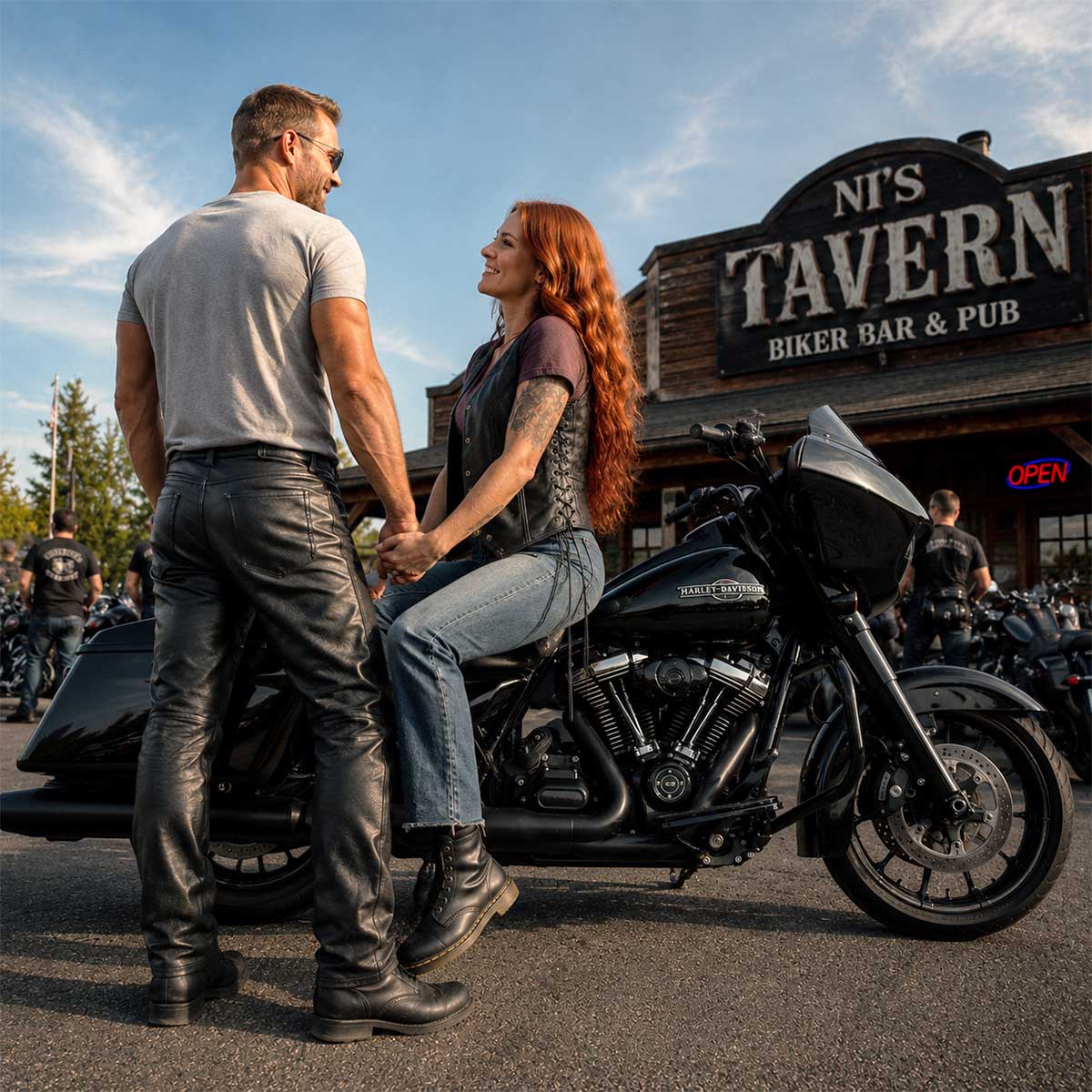 Milwaukee Leather LKM5718 Men's Classic Black Loose Fitted Motorcycle Casual Leather Biker Pants