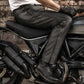 Milwaukee Leather LKM5727 Men's Black Premium Leather Motorcycle Rider Protective Over Pants w/ Side Zipper Entry