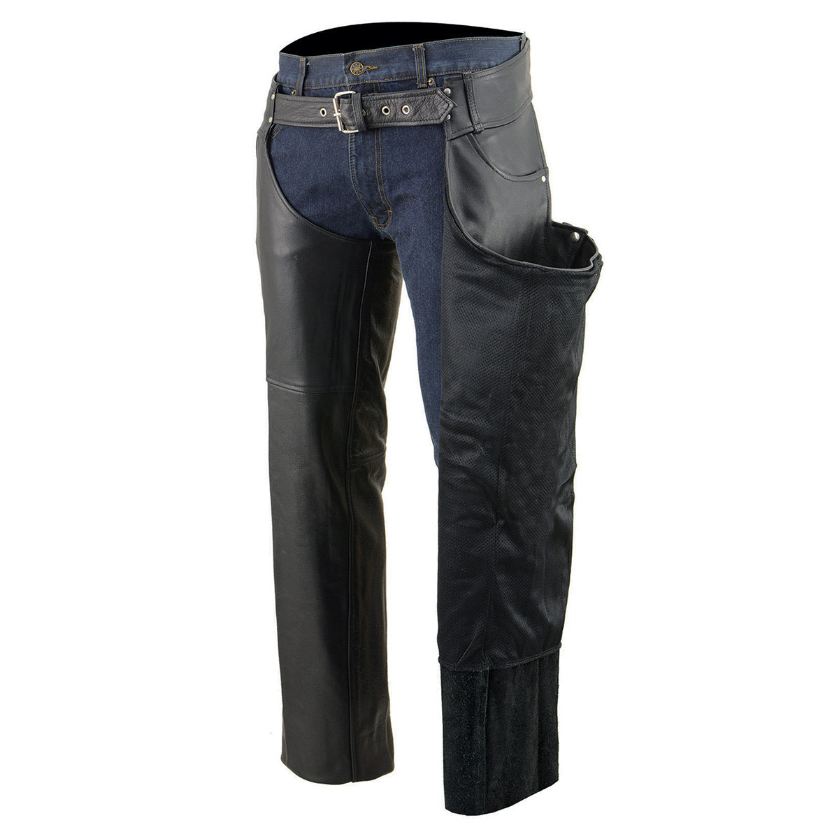 Milwaukee Leather Chaps for Men's Black Premium Leather- Classic Jean