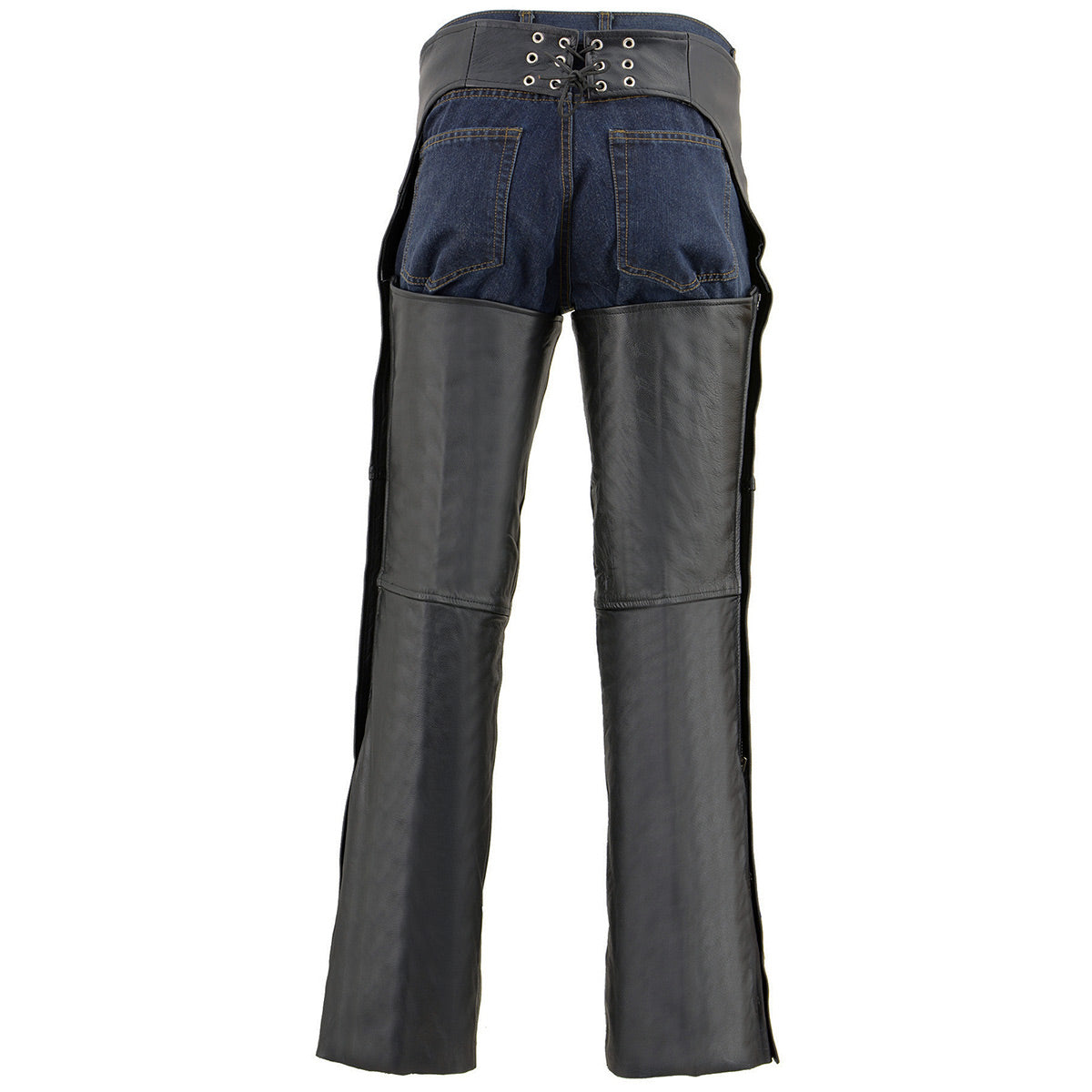 Dri Rider Chaps Milwaukee Leather Chaps for Men's Black Leather Dual Side Thigh Zipper