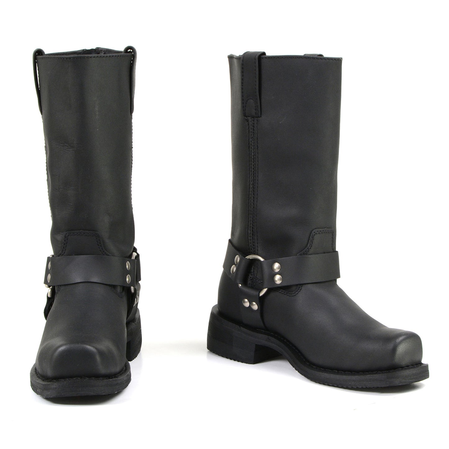 MMCC MB410 Men's Classic Harness Black Leather Biker Boots - Riding Footwear