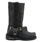 MMCC MB410 Men's Classic Harness Black Leather Biker Boots - Riding Footwear