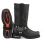 MMCC MB410 Men's Classic Harness Black Leather Biker Boots - Riding Footwear