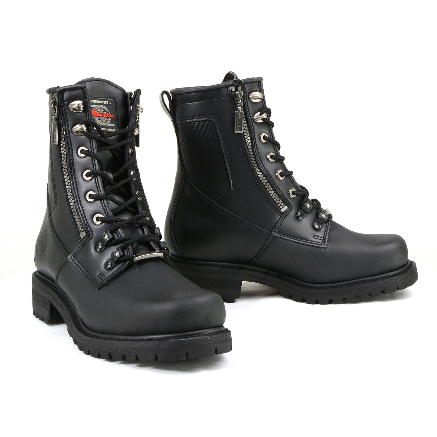 MMCC MB416 Men's Trooper Black Leather Biker Boots - Riding Footwear