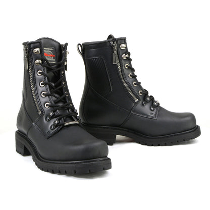 MMCC MB416 Men's Trooper Black Leather Biker Boots - Riding Footwear