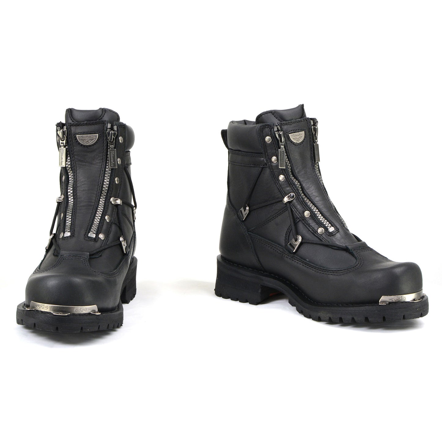 MMCC MB440 Men's Throttle Black Leather Biker Boots - Riding Footwear
