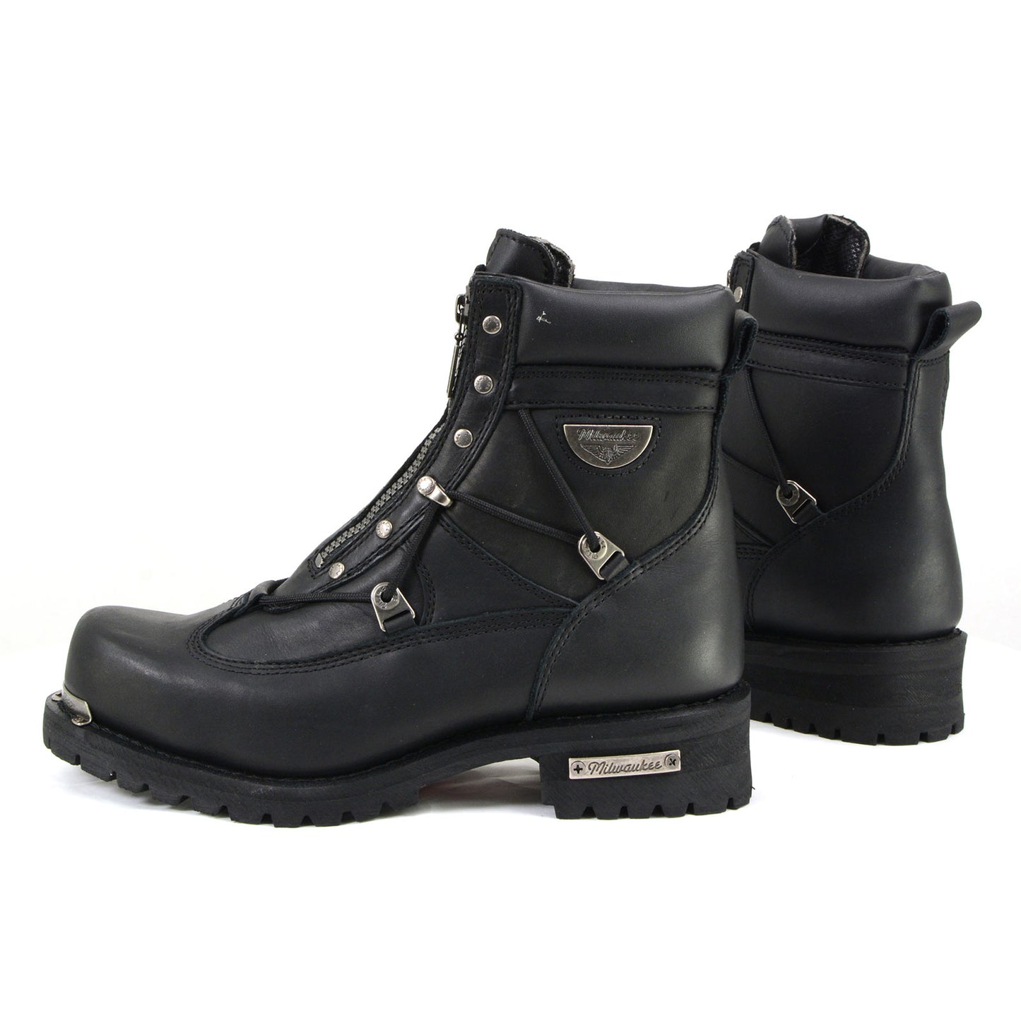 MMCC MB440 Men's Throttle Black Leather Biker Boots - Riding Footwear
