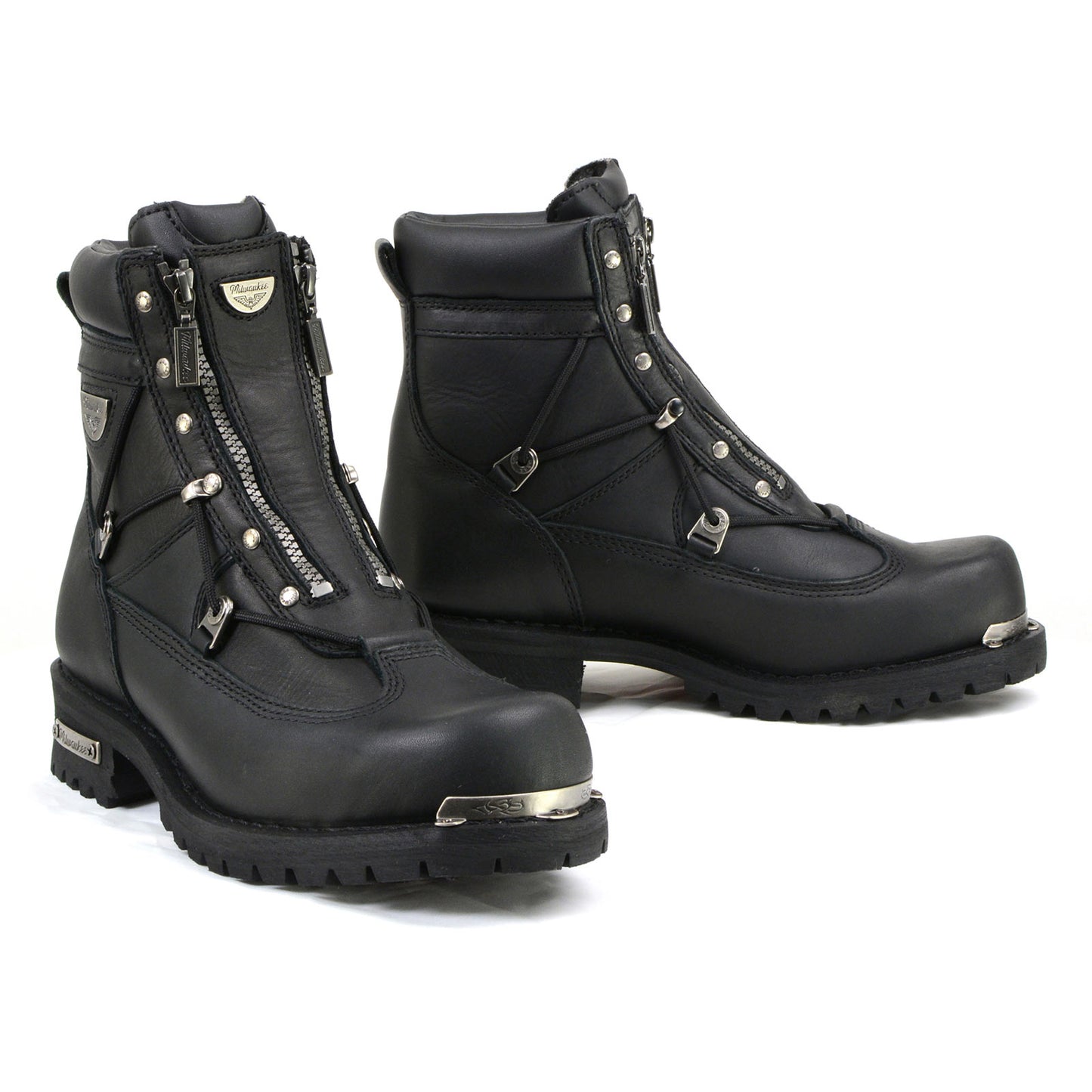 MMCC MB440 Men's Throttle Black Leather Biker Boots - Riding Footwear