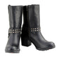 Milwaukee Leather Women's Stud Rebel Black Leather Harness Motorcycle Boots - MBL9314