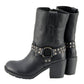 Milwaukee Leather Women's Stud Rebel Black Leather Harness Motorcycle Boots - MBL9314