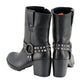 Milwaukee Leather Women's Stud Rebel Black Leather Harness Motorcycle Boots - MBL9314
