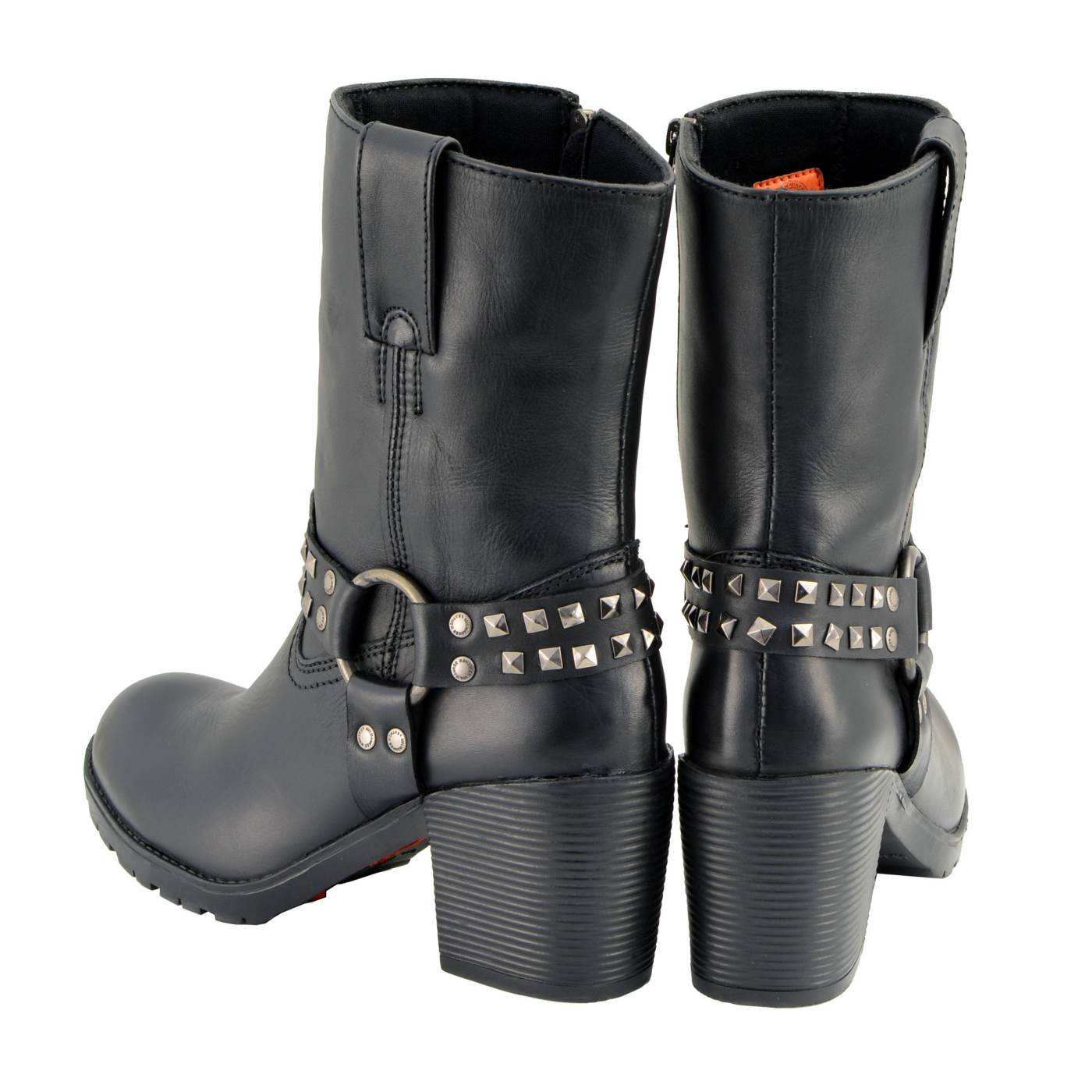 Milwaukee Leather Women's Stud Rebel Black Leather Harness Motorcycle Boots - MBL9314