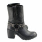 Milwaukee Leather Women's Stud Rebel Black Leather Harness Motorcycle Boots - MBL9314
