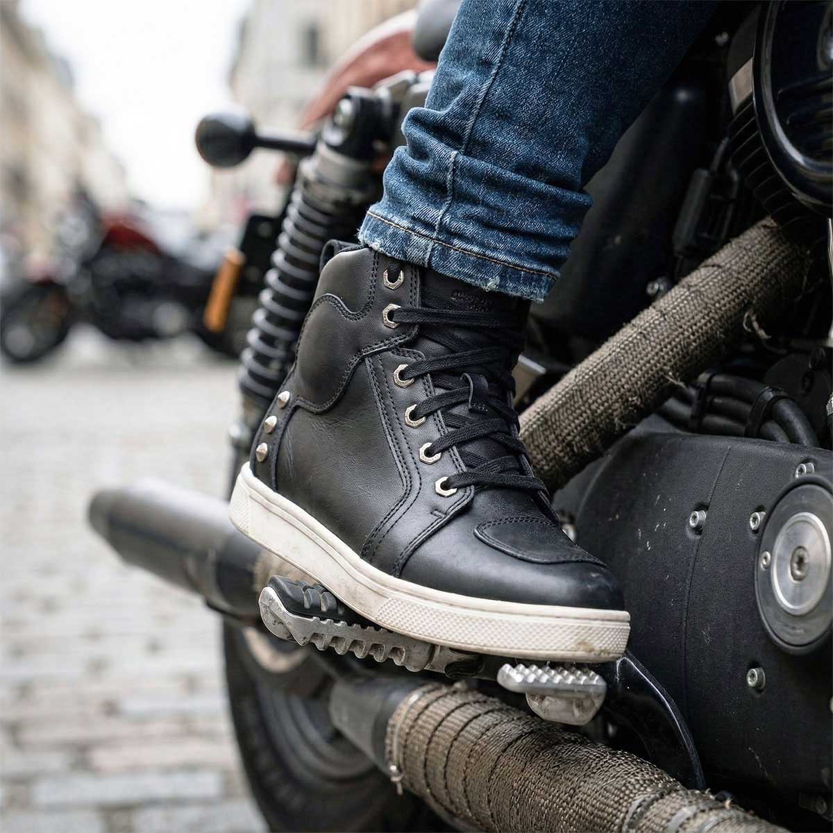 Milwaukee Leather Women's Thorn Black Leather Motorcycle Riding Shoes with Ankle Support - Shift Protection - MBL9329