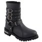 Milwaukee Leather MBL9399 Women's 9-Inch Triple Buckle Black Leather Harness Biker Boots w/ Side Zipper
