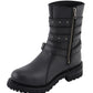 Milwaukee Leather MBL9399 Women's 9-Inch Triple Buckle Black Leather Harness Biker Boots w/ Side Zipper