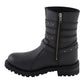 Milwaukee Leather MBL9399 Women's 9-Inch Triple Buckle Black Leather Harness Biker Boots w/ Side Zipper