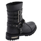 Milwaukee Leather MBL9399 Women's 9-Inch Triple Buckle Black Leather Harness Biker Boots w/ Side Zipper