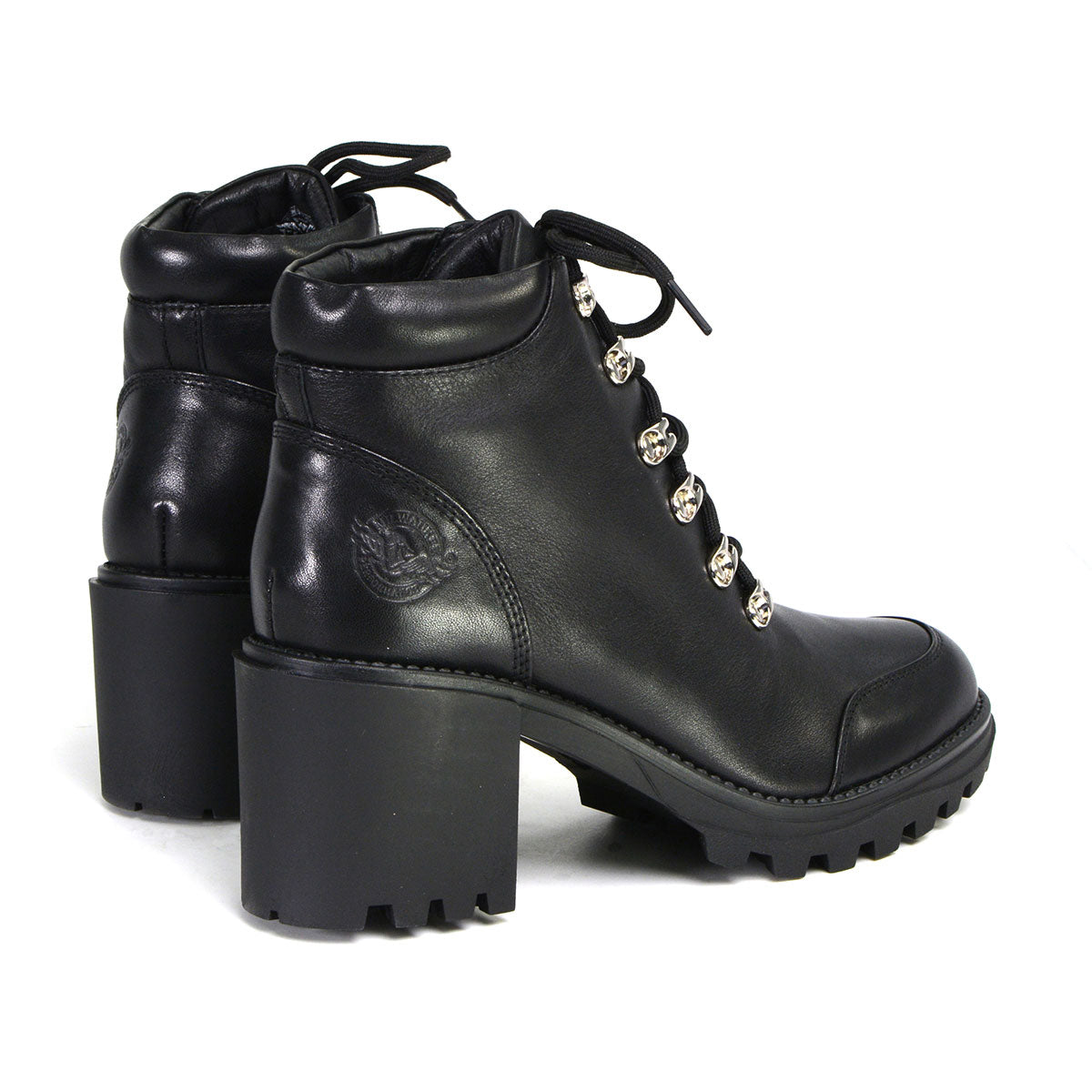 Milwaukee Leather Women's Devine Black Leather Lace to Toe Boots with Platform Heel MBL9439