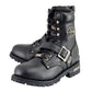 Milwaukee Leather Men's Black Leather Lace-Up Engineer Motorcycle Boots w/ Buckles and Side Zipper  MBM101