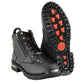 Milwaukee Leather MBM103 Men's Black Leather Lace-Up Motorcycle Boots w/ Dual Side Zipper Entry