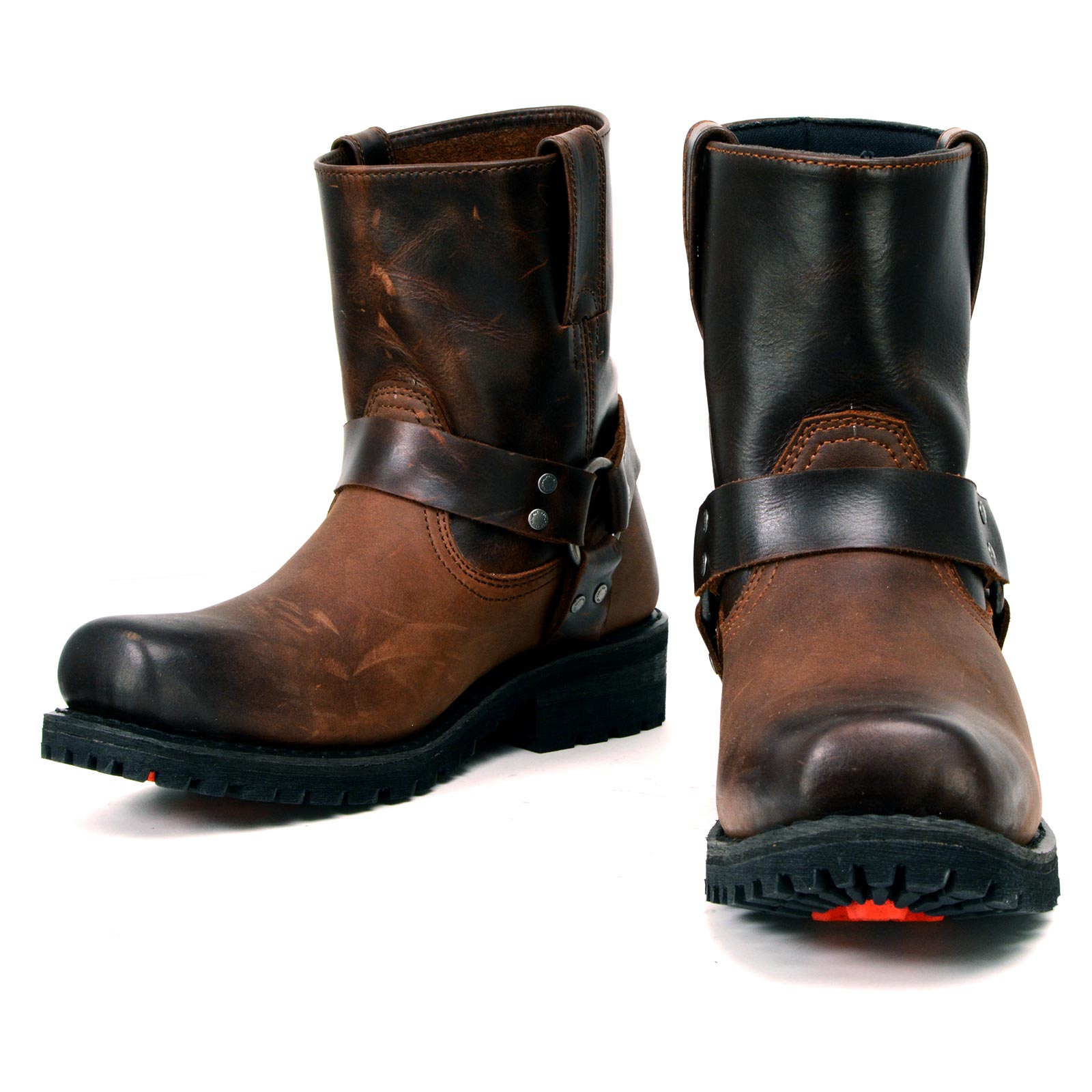 Milwaukee Leather Men's Brown Two-Tone Full Grain Leather Easy Pull-On Milwaukee Leather Men's Brown Two-Tone Full Grain Leather Easy Pull-On