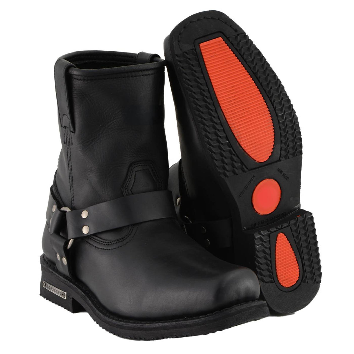 Milwaukee Leather Men's Butch Classic Black Short Harness Motorcycle Boots - MBM9023