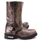 Milwaukee Leather Men's Throttle Distressed Brown Harness Motorcycle Boots, MBM9038