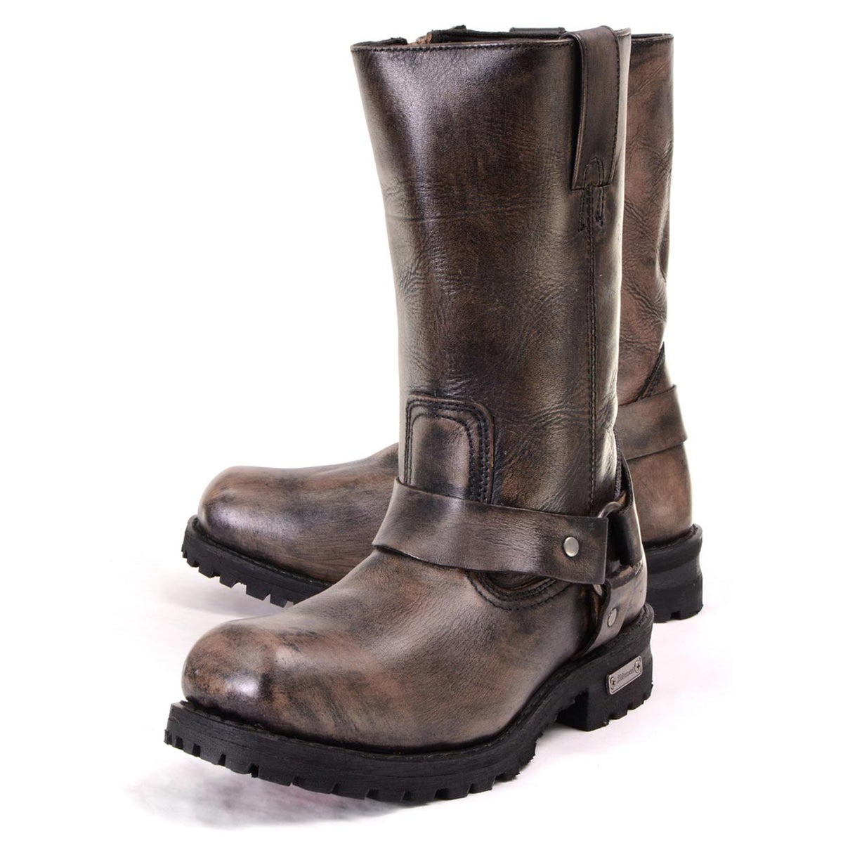 Milwaukee Leather Men's Throttle Distressed Brown Harness Motorcycle Boots, MBM9038