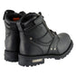 Milwaukee Leather Men's Wide-Width Black Leather 6-inch Lace-Up Motorcycle Biker Rider Boots w/ Zipper Closure MBM9050W